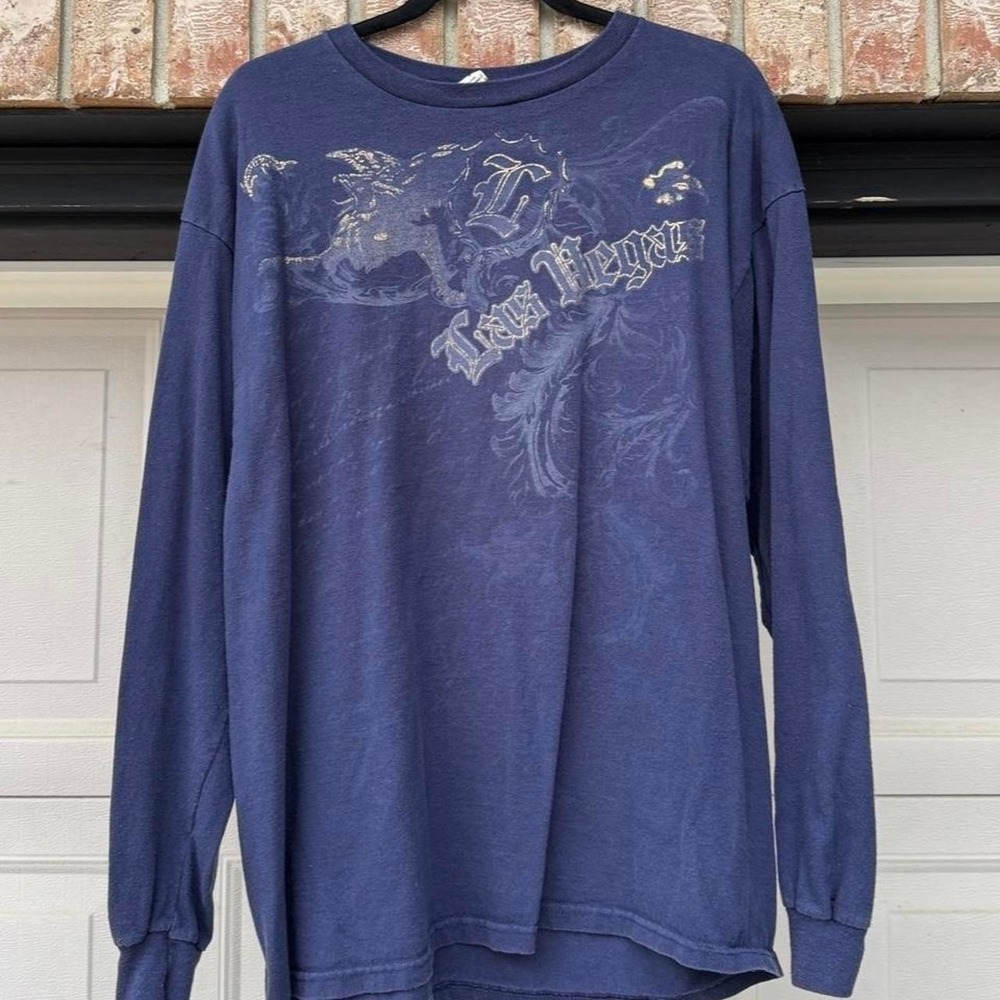NAVY DELTA PRO WEIGHT "LAS VEGAS" Y2K LONG SLEEVE